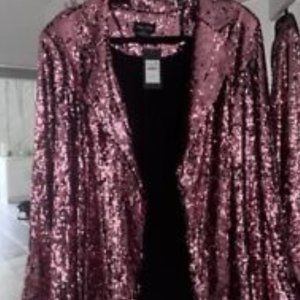 City Chic Women's Apparel Plus Size Sequin jacket (Color: Rose) (18) NWT